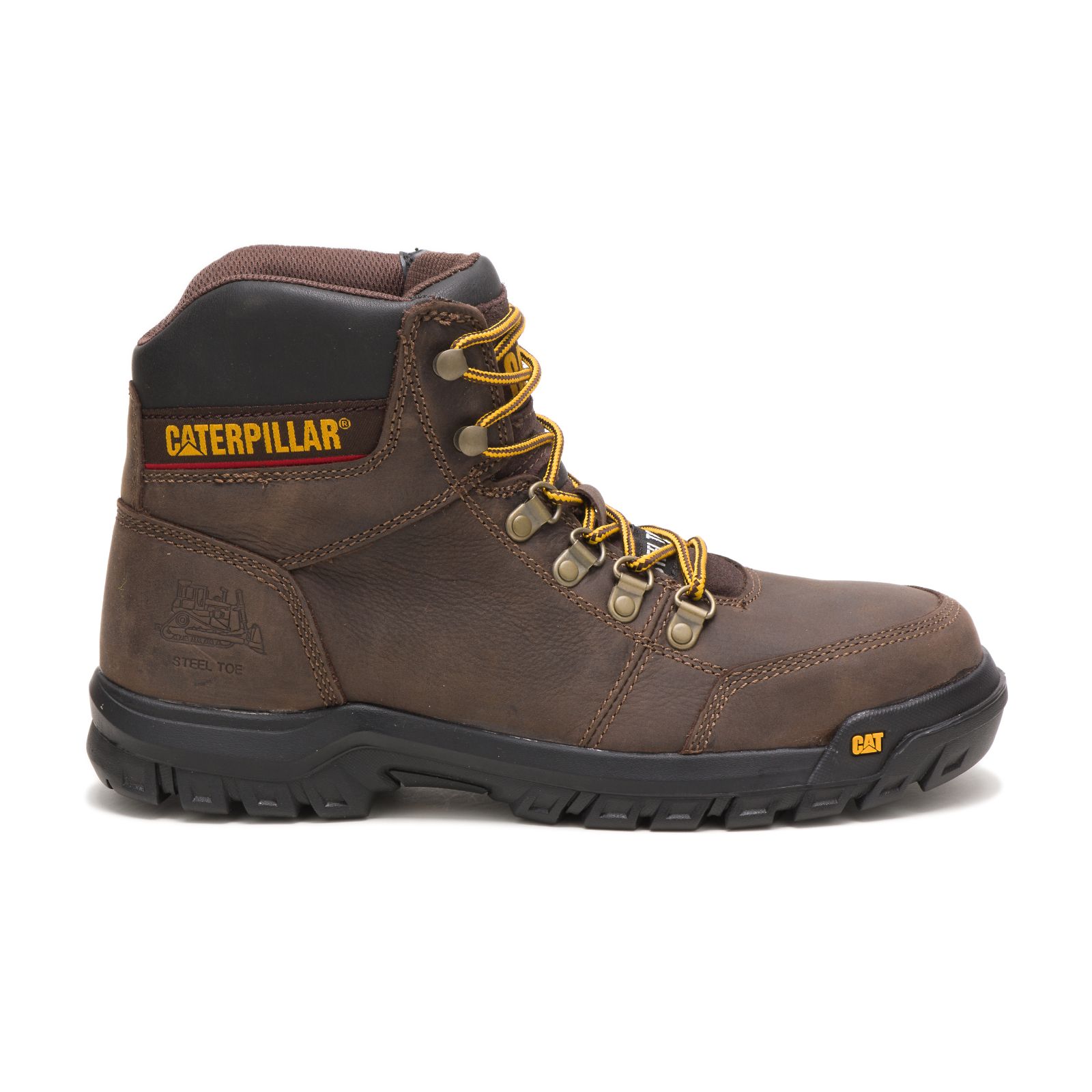 Men's Caterpillar Outline Steel Toe Work Boots Brown Ireland LOVU86079